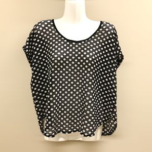 (3/40$) net black and white polka dot top